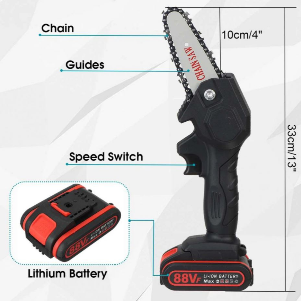 Cordless Electric Chainsaw with Battery – For Pruning and Sawing Without Hassle