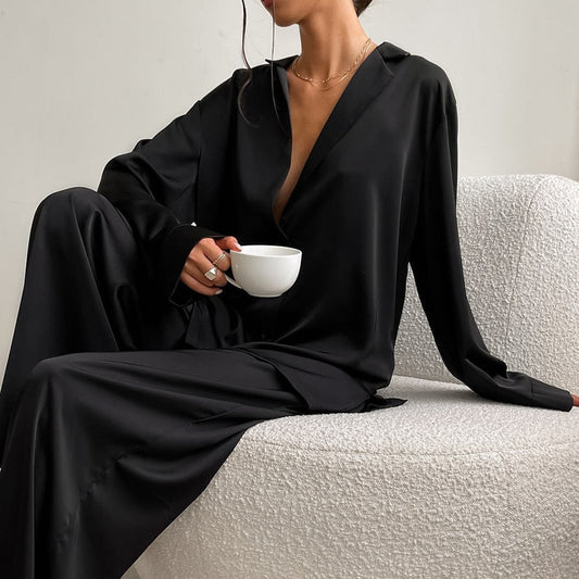Women's Satin Pyjama Set – Oversized Comfort and Elegance