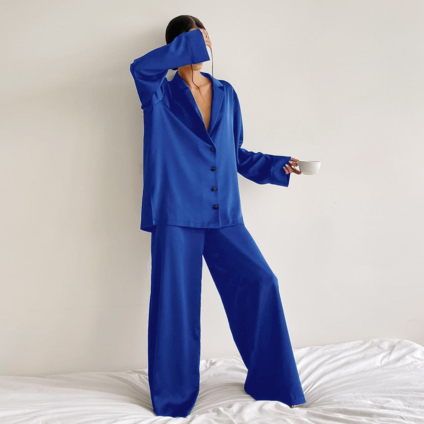 Women's Satin Pyjama Set – Oversized Comfort and Elegance