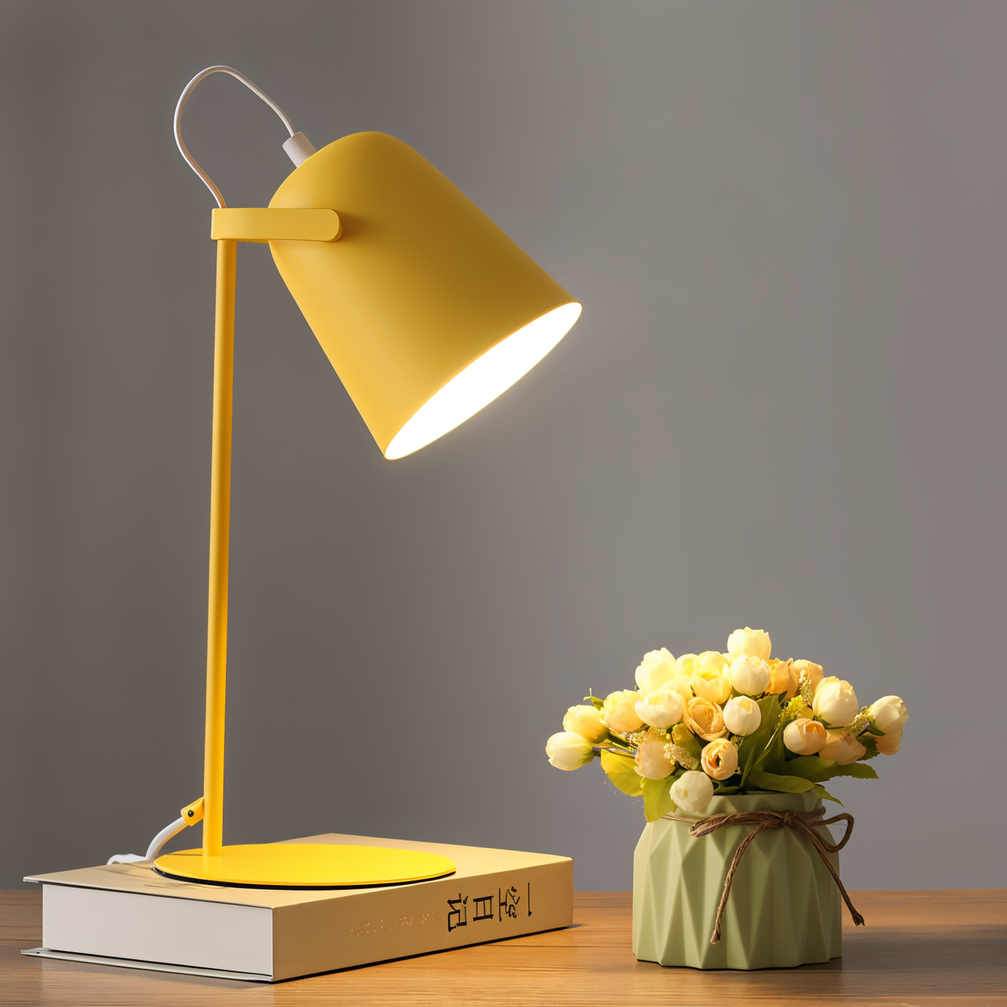 Scandinavian Yellow Table Lamp – Minimalist Design