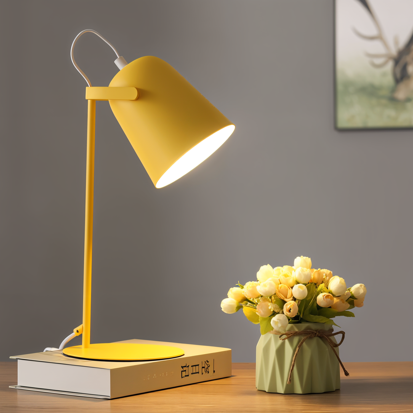 Scandinavian Yellow Table Lamp – Minimalist Design