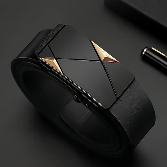 Luxury Automatic Men's Belt with Ratchet Buckle - Adjustable &amp; Stylish