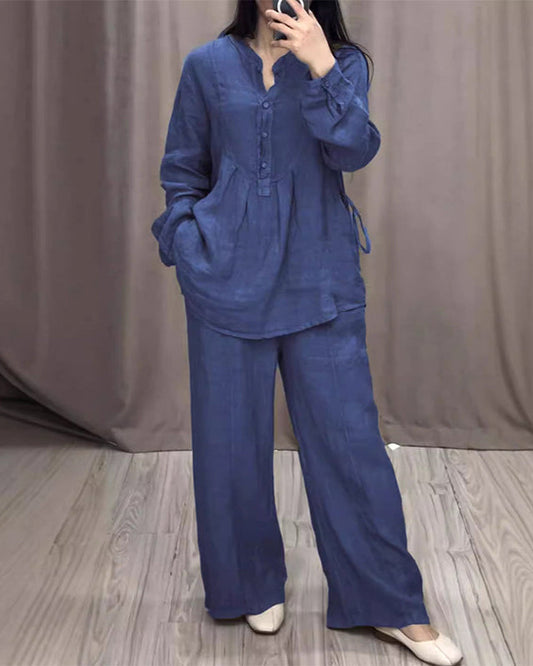 Airy Cotton-Linen Women's Loose Fit Set for Summer