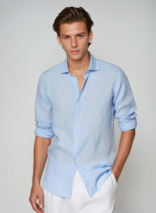 Men's Linen Shirt in Light Blue – Breathable &amp; Timeless Design