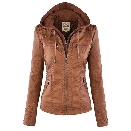Warm Leather Jacket Women – NOVA Winter Jacket with Hood