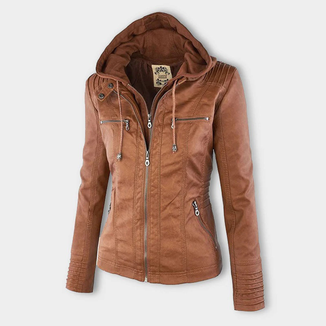 Warm Leather Jacket Women – NOVA Winter Jacket with Hood