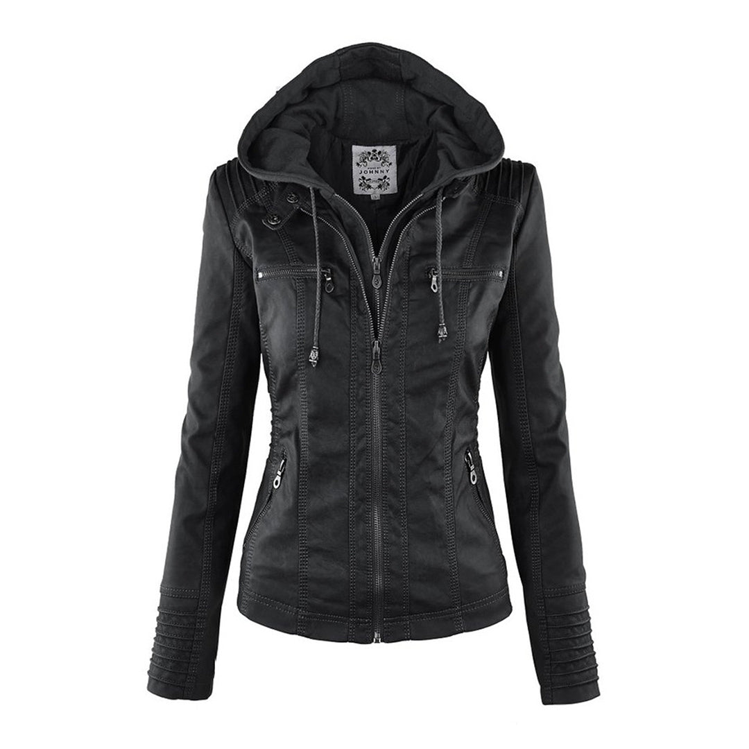 Warm Leather Jacket Women – NOVA Winter Jacket with Hood