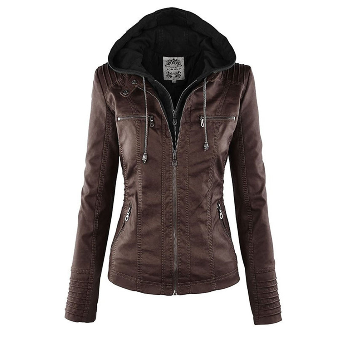 Warm Leather Jacket Women – NOVA Winter Jacket with Hood