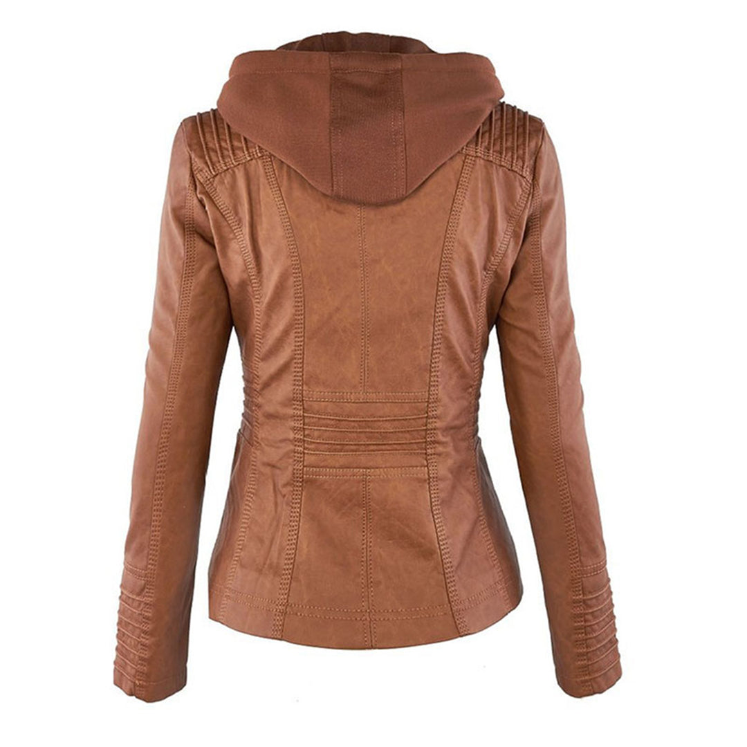Warm Leather Jacket Women – NOVA Winter Jacket with Hood