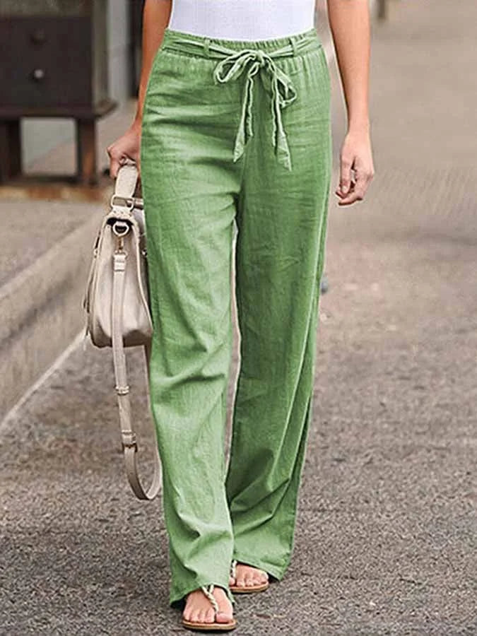  Women’s High-Waist Linen Wide-Leg Pants