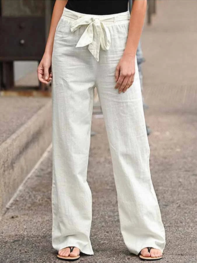  Women’s High-Waist Linen Wide-Leg Pants