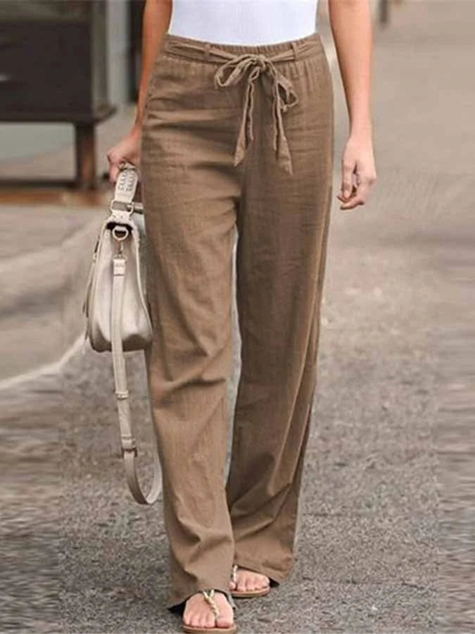  Women’s High-Waist Linen Wide-Leg Pants