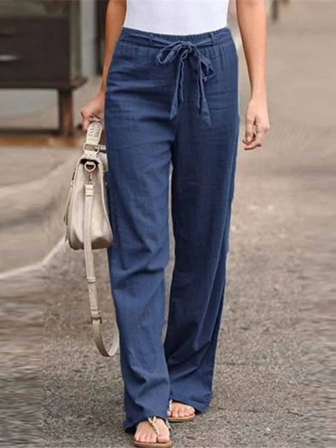 Women's Linen Pants with High Waist and Wide Legs