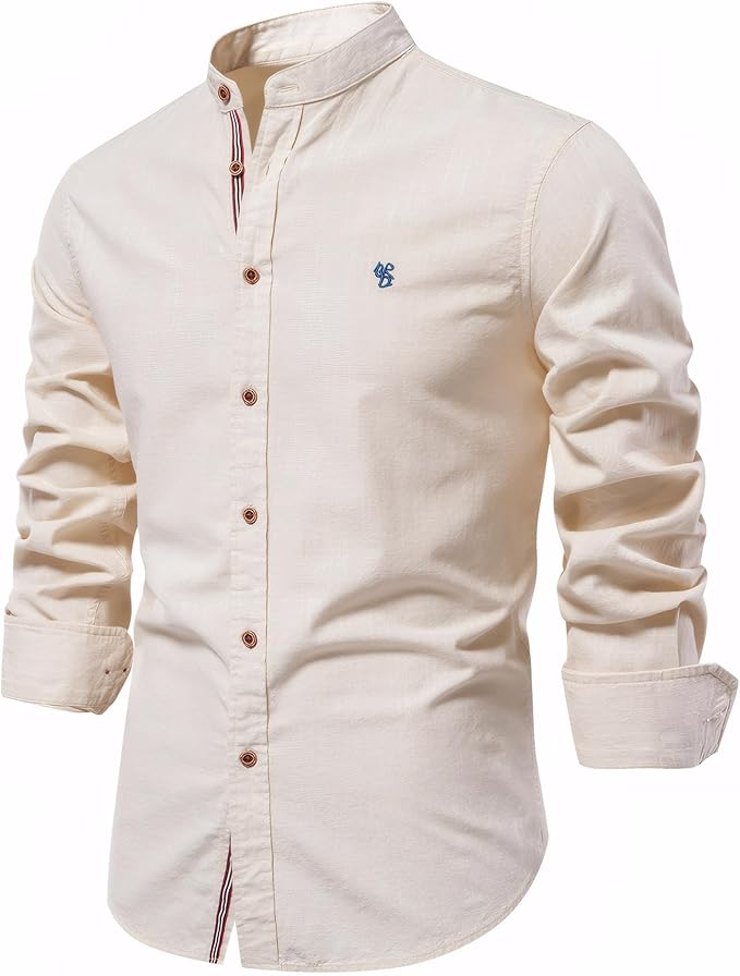 Stylish Men's Shirt with Stand-Up Collar – Timeless and Well-groomed