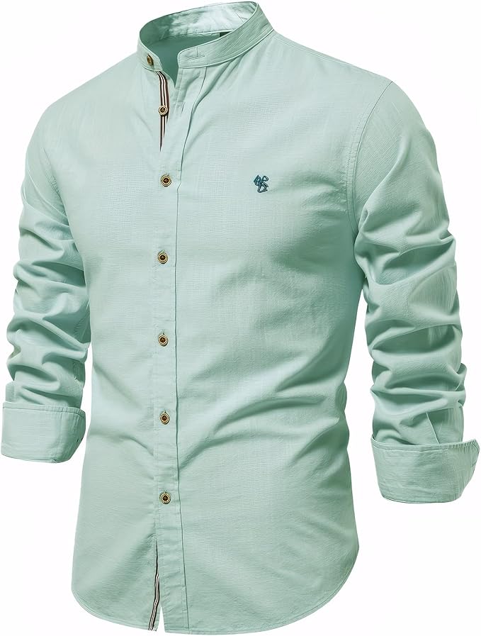 Stylish Men's Shirt with Stand-Up Collar – Timeless and Well-groomed