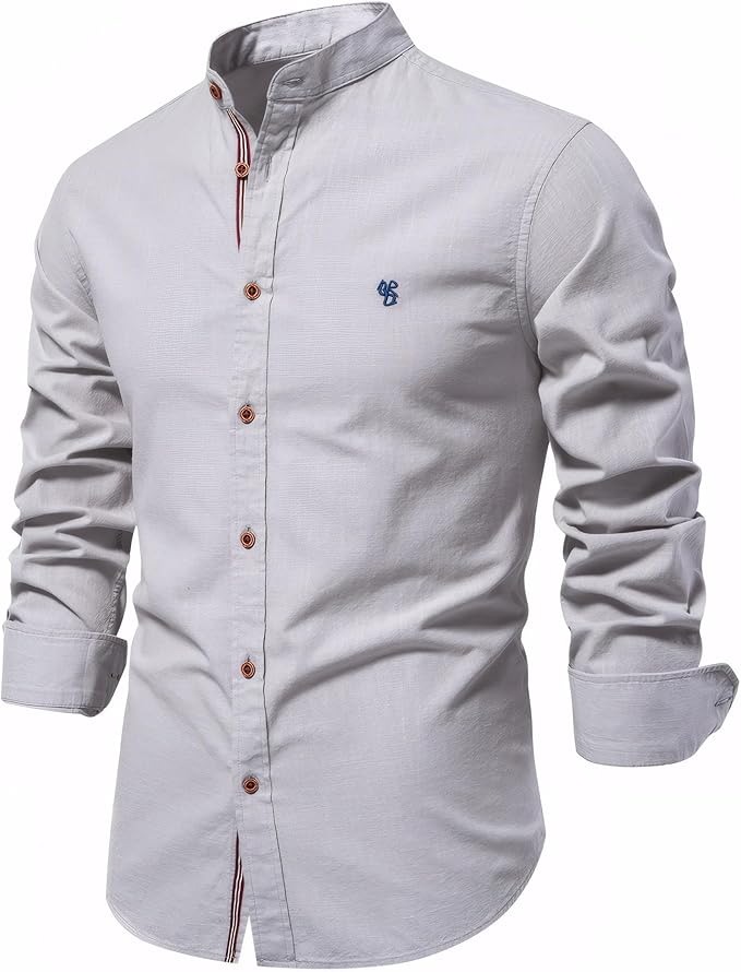 Stylish Men's Shirt with Stand-Up Collar – Timeless and Well-groomed