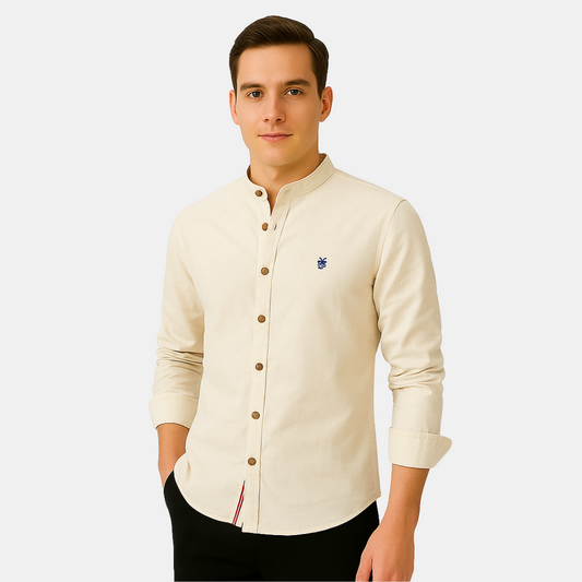 Stylish Men's Shirt with Stand-Up Collar – Timeless and Well-groomed