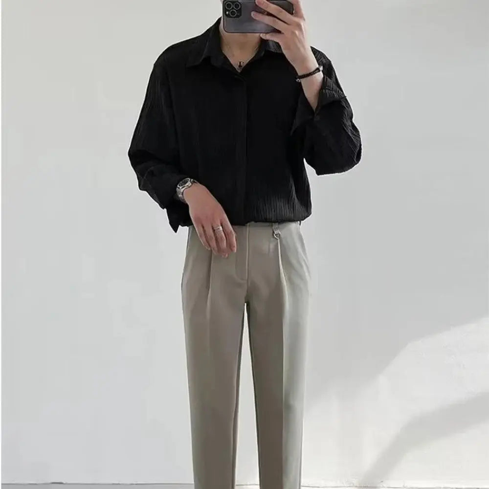 Men’s Striped Dress Shirt – Button Closure & Refined Fit