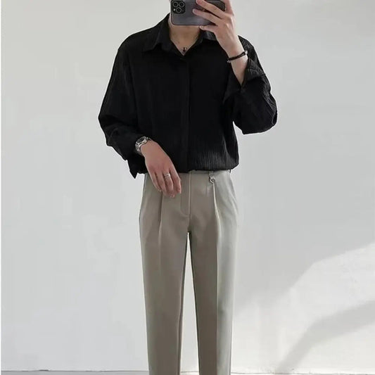 Men’s Striped Dress Shirt – Button Closure & Refined Fit