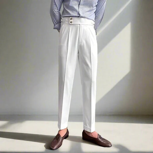 Elegant Italian Men's Trousers with Double Buttons