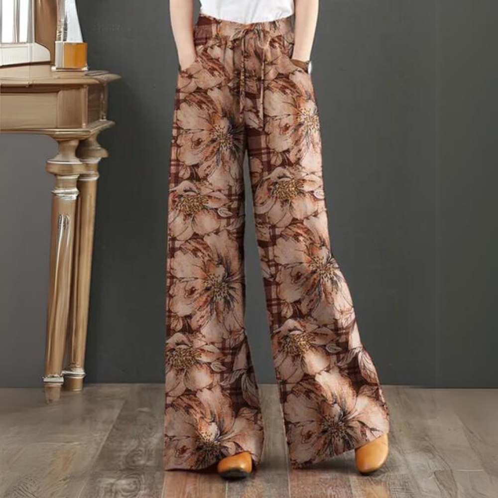 Airy Palazzo Pants with Floral Print for Women