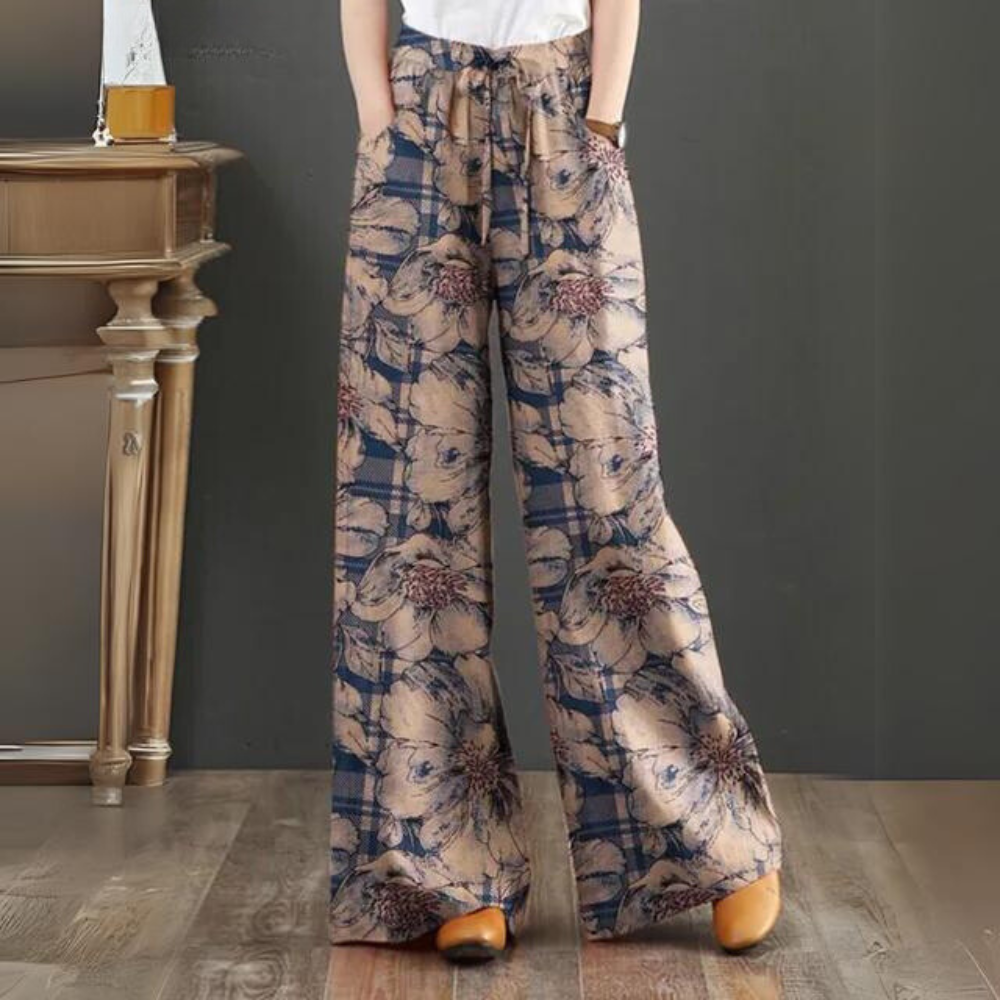 Airy Palazzo Pants with Floral Print for Women