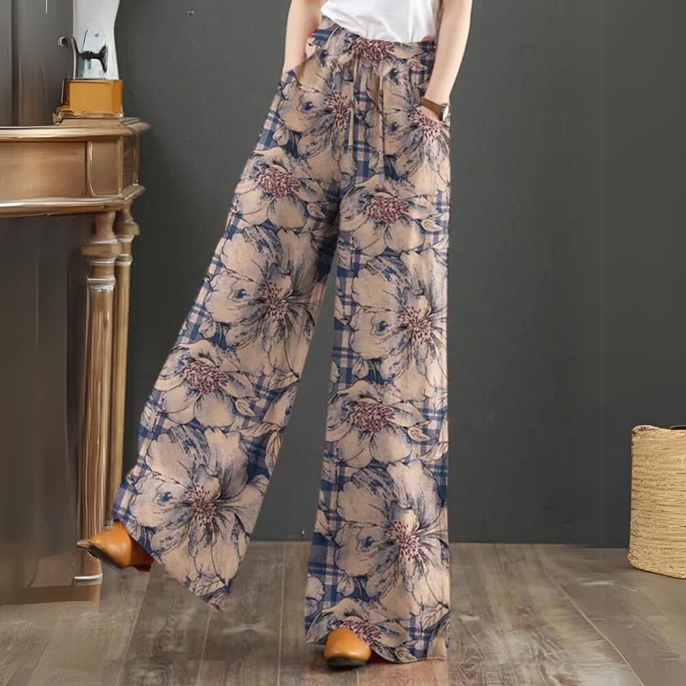 Airy Palazzo Pants with Floral Print for Women
