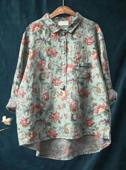 Summery Floral Blouse with Loose Fit