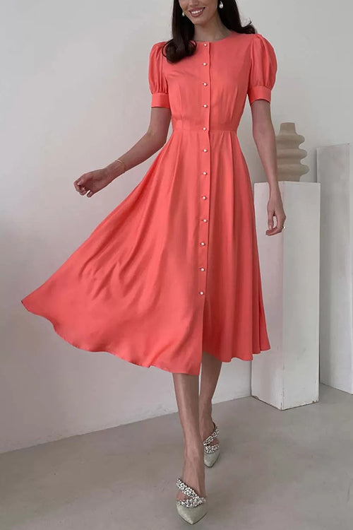 Women’s Maxi Shirt Dress with Pearl Buttons