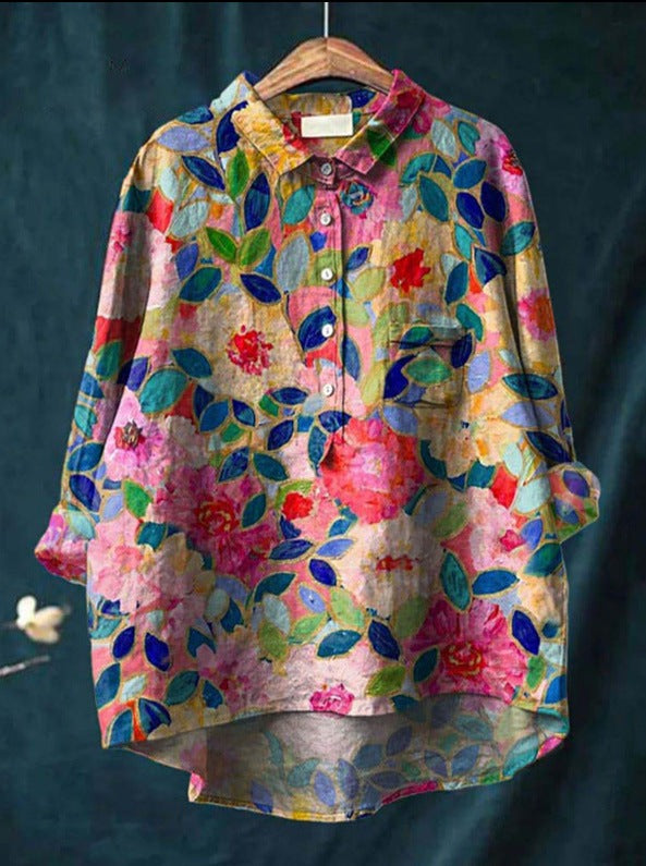 Summery Floral Blouse with Loose Fit