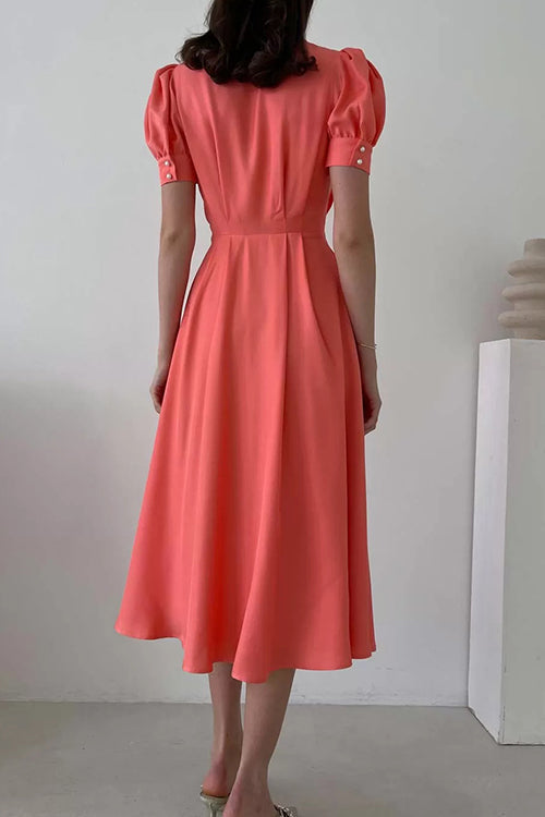 Women’s Maxi Shirt Dress with Pearl Buttons