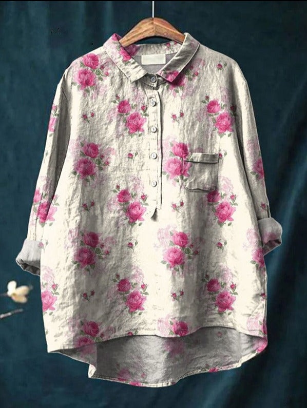 Summery Floral Blouse with Loose Fit