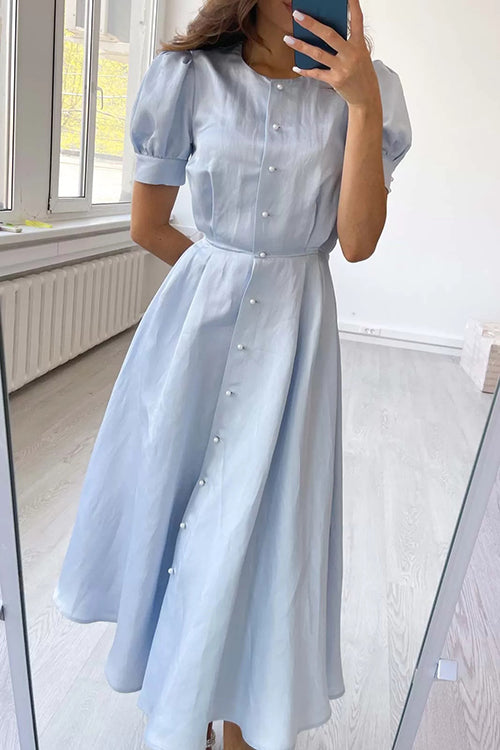 Women’s Maxi Shirt Dress with Pearl Buttons