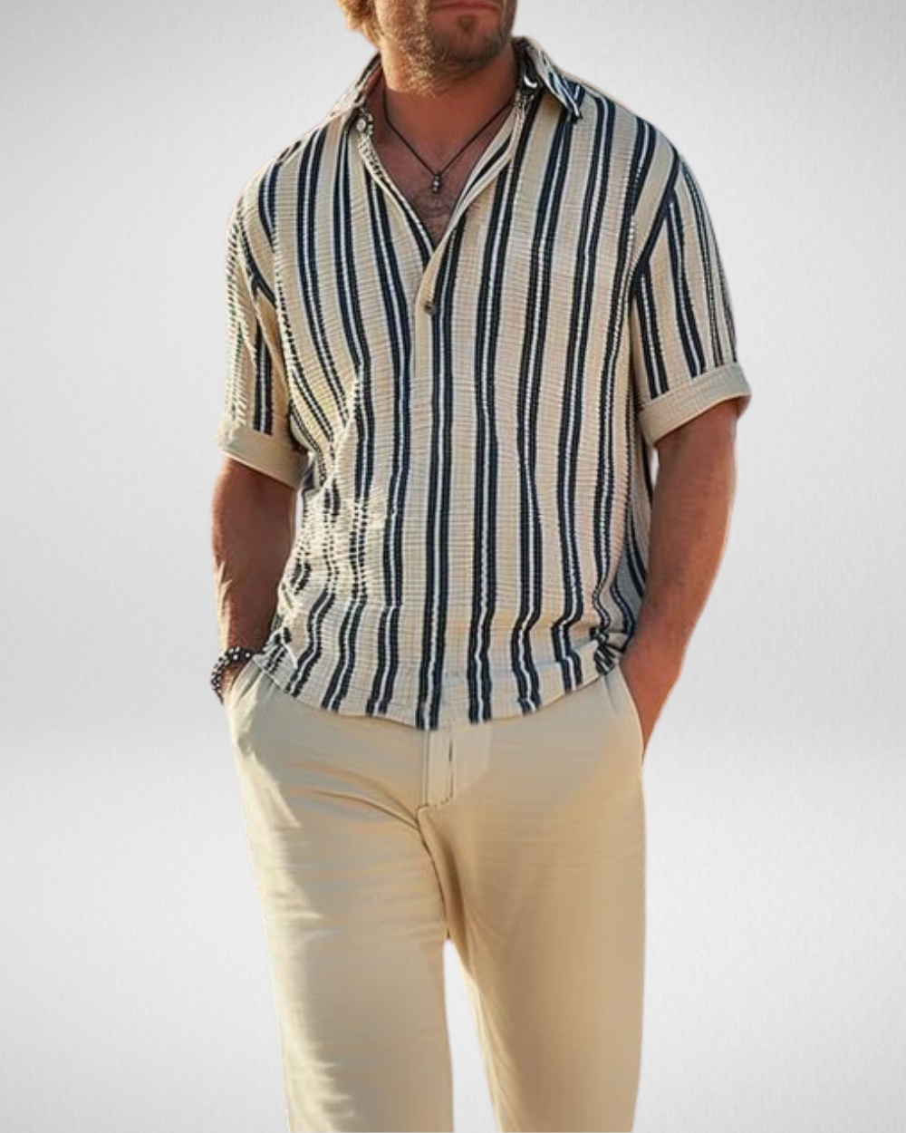 Men's Striped Summer Shirt – Casual &amp; Breathable for Warm Days