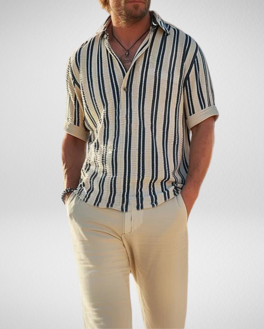 Men's Striped Summer Shirt – Casual &amp; Breathable for Warm Days