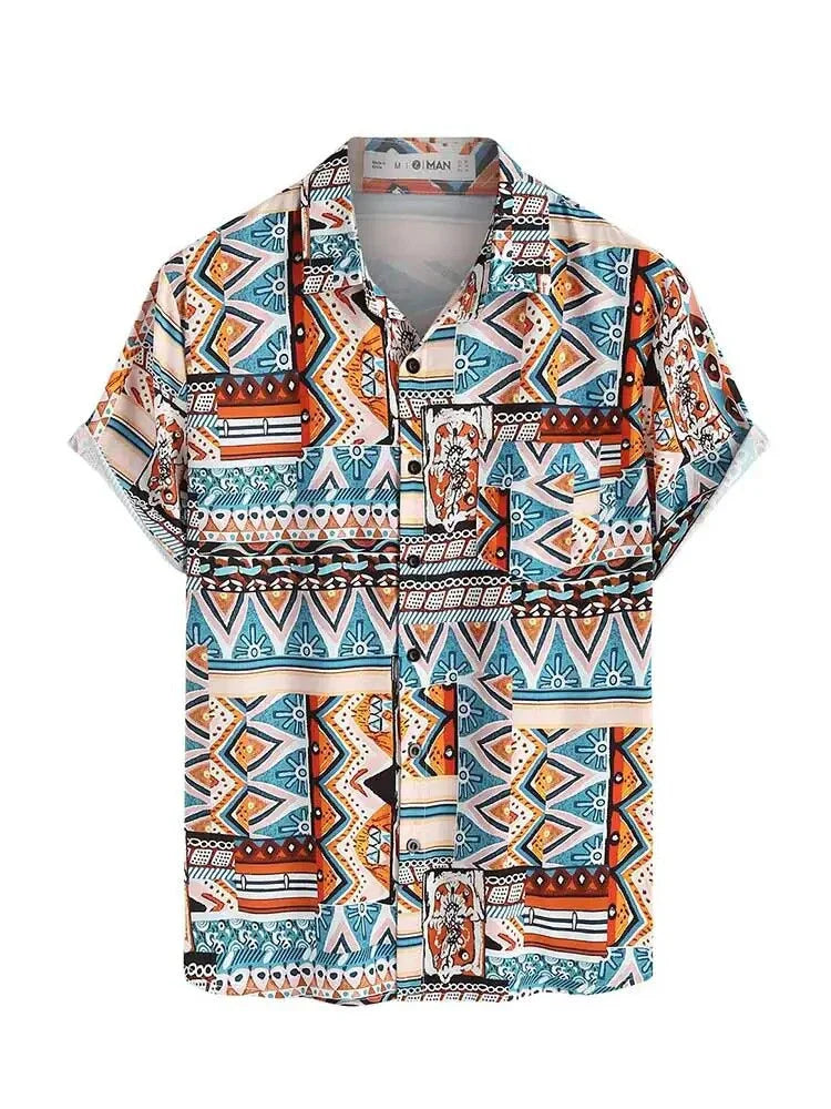 Bohemian Men's Shirt with Aztec Print – Striking Summer Style
