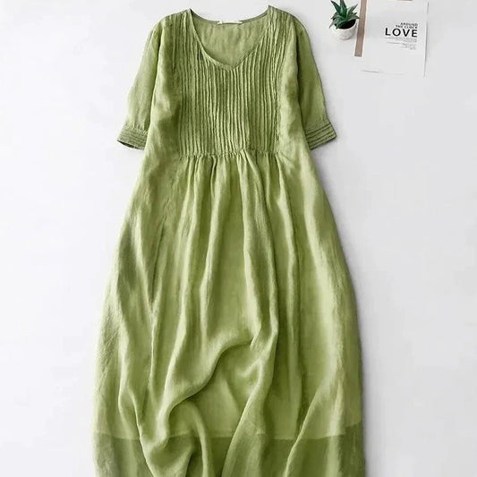 Serene Maxi Dress with Pleats and Soft Colors for Women