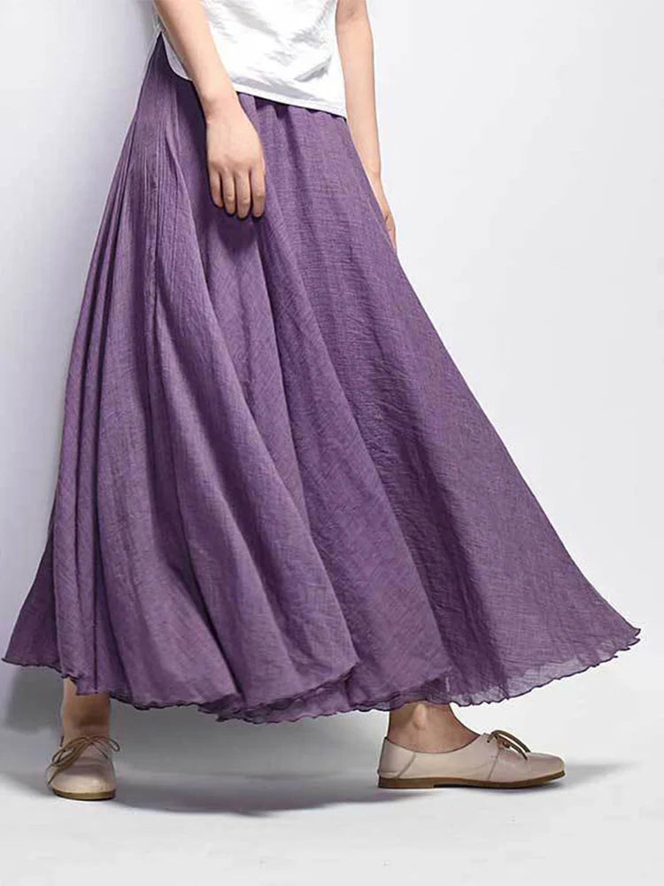 High Waist Linen Maxi Skirt for Women