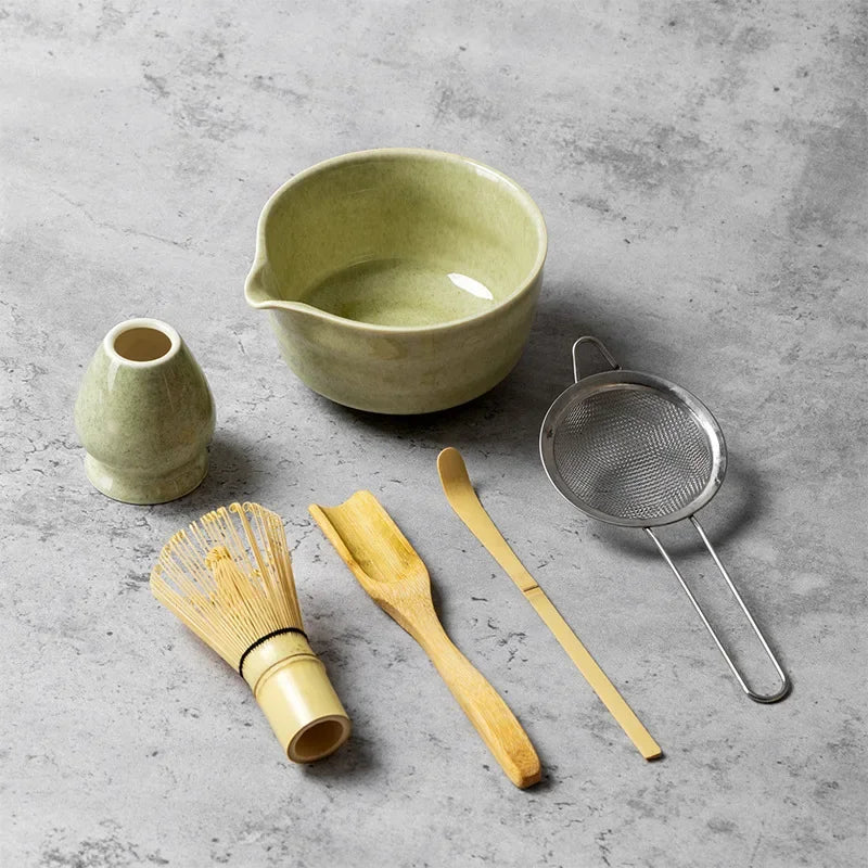 Matcha Complete Tea Set 6-Piece – Bowl, Bamboo Whisk, Spoon &amp; Accessories