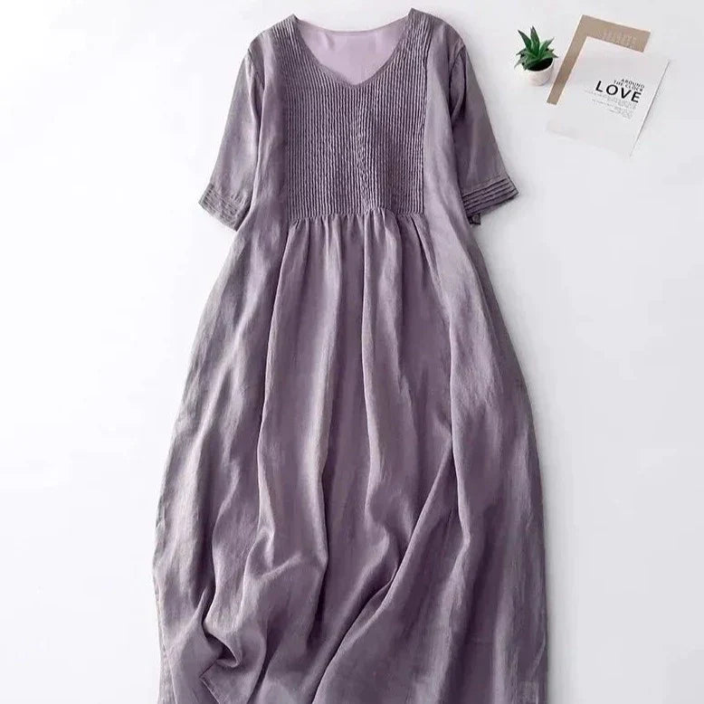 Serene Maxi Dress with Pleats and Soft Colors for Women