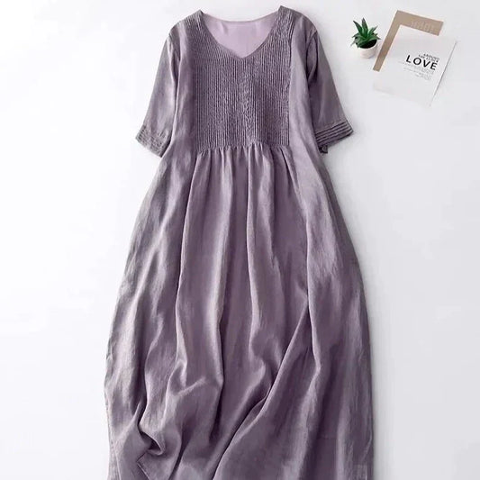 Serene Maxi Dress with Pleats and Soft Colors for Women