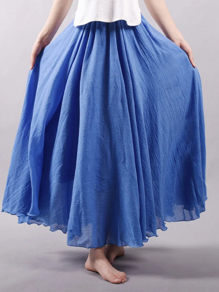 High Waist Linen Maxi Skirt for Women