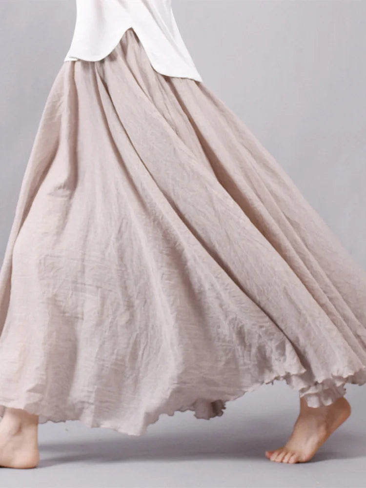 High Waist Linen Maxi Skirt for Women