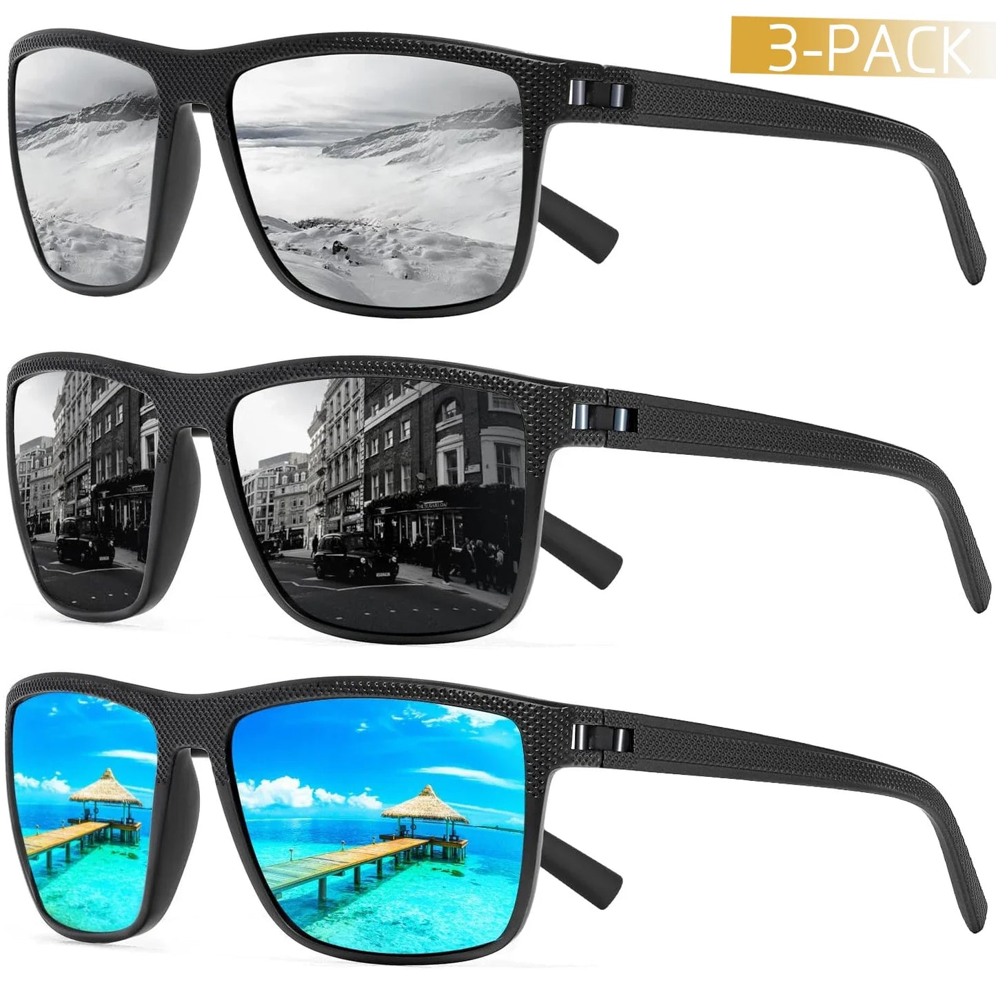 3-Pack Polarized Sunglasses – UV400 Protection