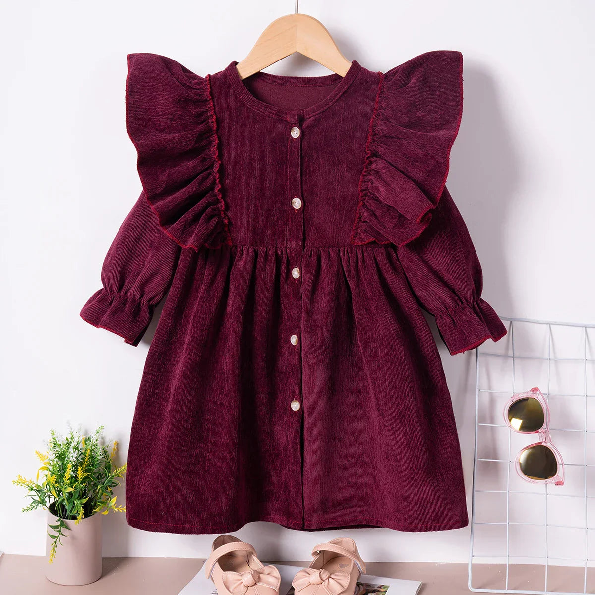 Airy Children's Dress with Ruffles and Long Sleeves - For Every Occasion