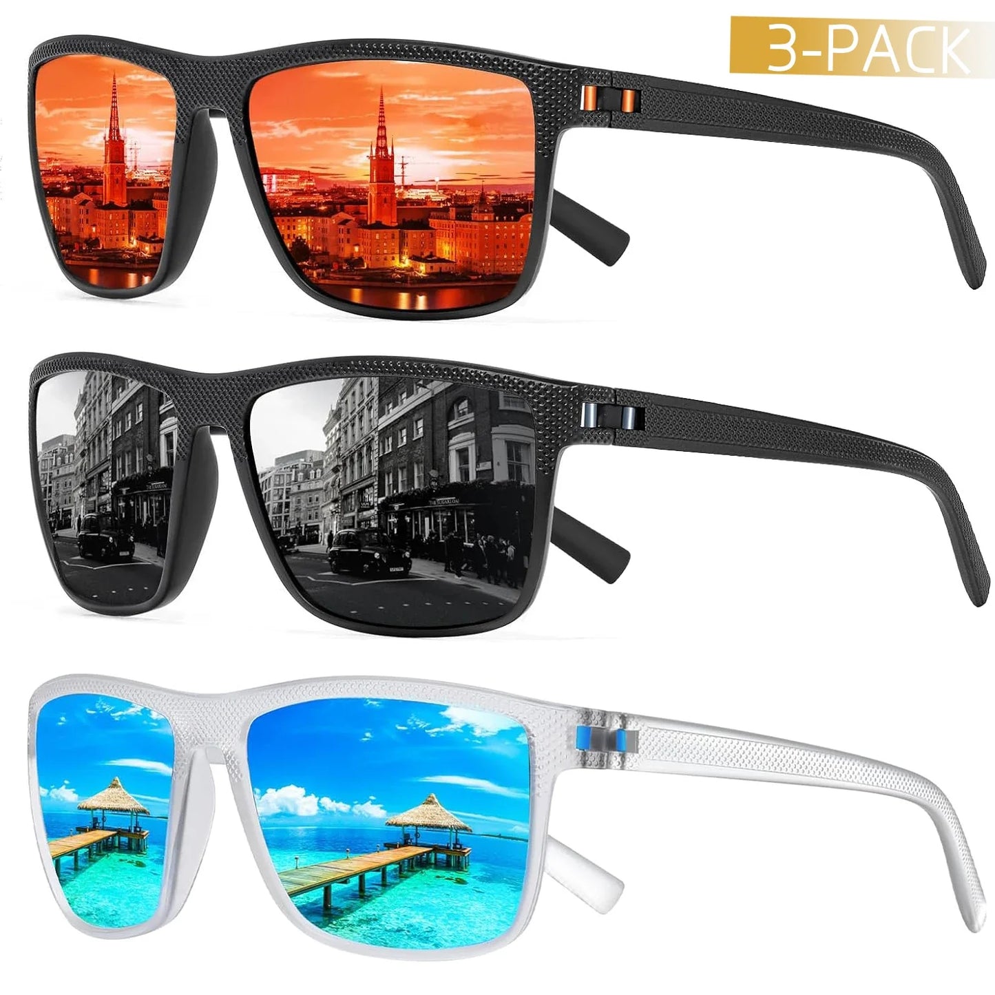 3-Pack Polarized Sunglasses – UV400 Protection