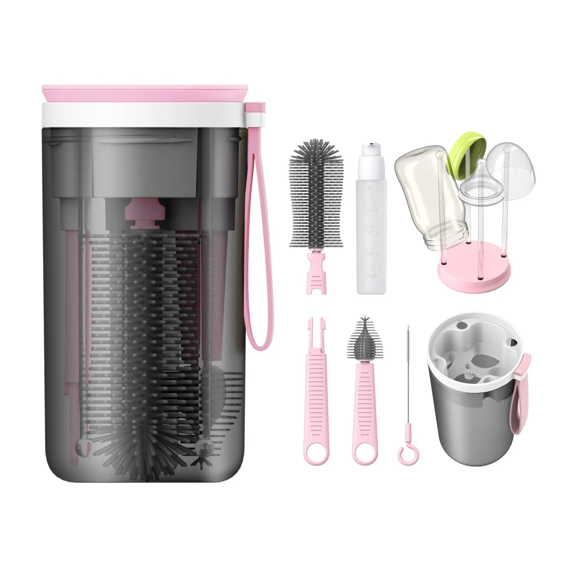 Compacte Reisflesborstelset voor Babyflessen en Spenen-Novormo