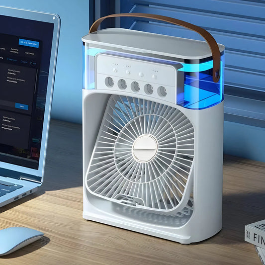 3-in-1 Mobile Air Cooler with Fan, Humidifier and LED Light