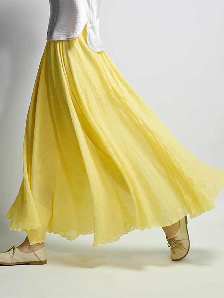 High Waist Linen Maxi Skirt for Women