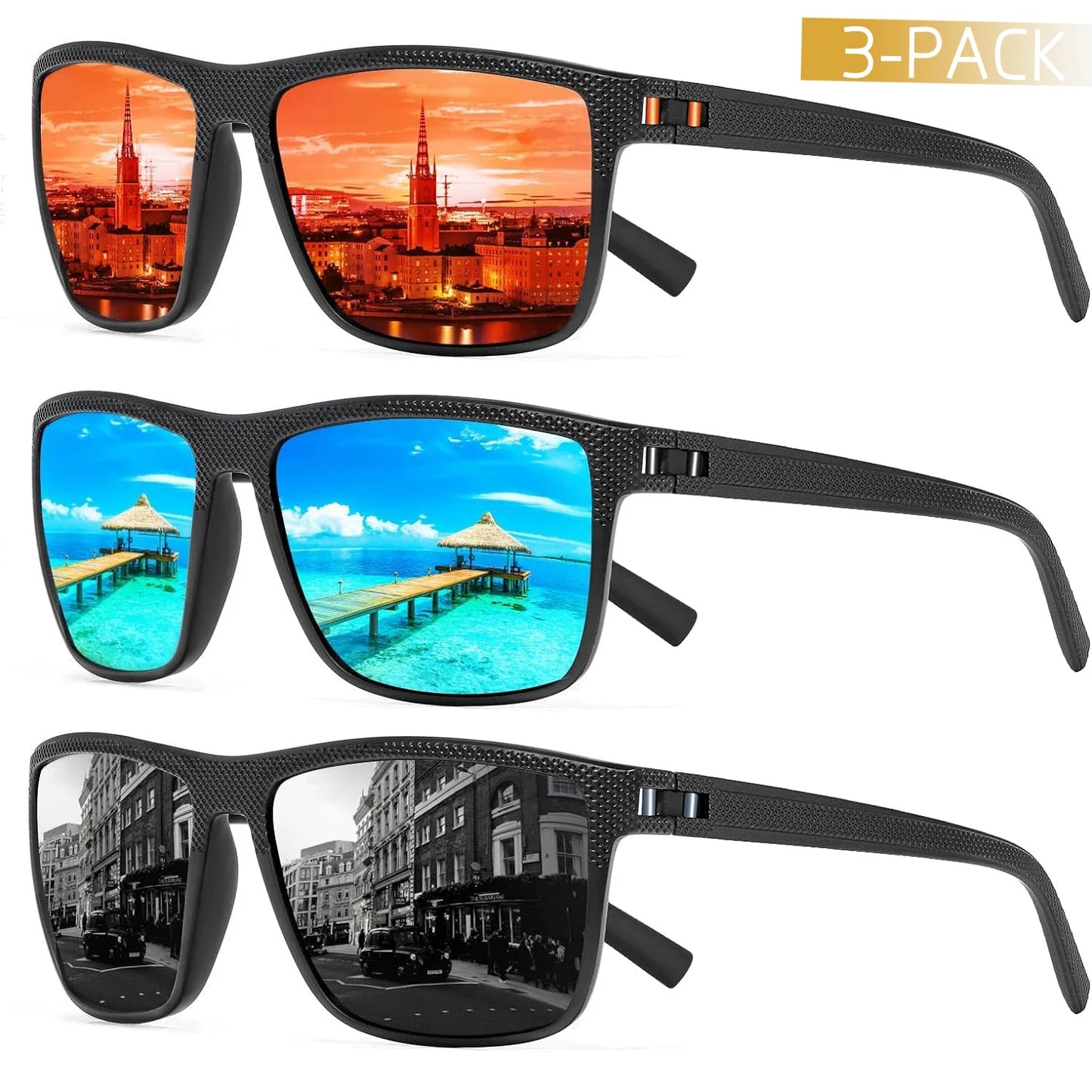 3-Pack Polarized Sunglasses – UV400 Protection